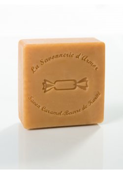 Savon carré, caramel et beurre de Karité, parfum sucre d'orge, 100g